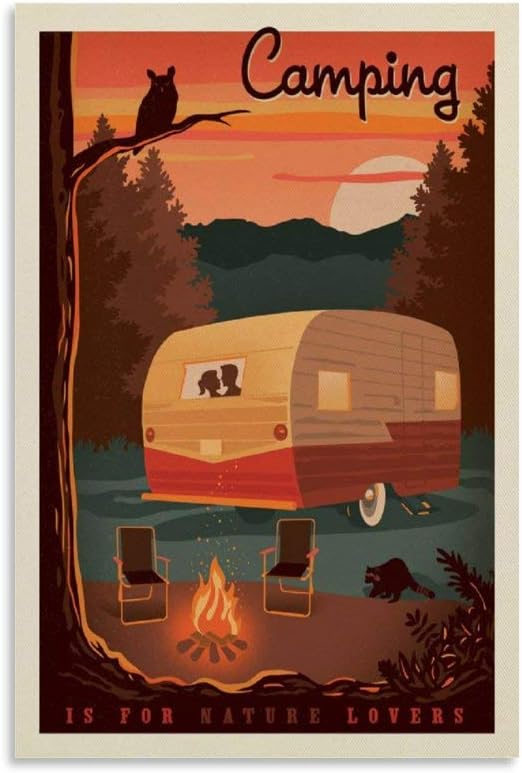 ZXZC Vintage Travel Poster Camping is for Nature Lovers Canvas Art Poster Picture Modern Office Family Bedroom Decorative Posters Gift Wall Decor Painting Posters