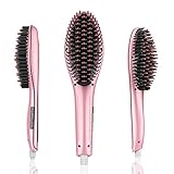 ACEVIVI Hair Straightening Brush, Ceramic Heating Straightening Irons Brush with Digital Anti Static, Anti Scald