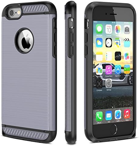 iPhone 6 Plus Case,iPhone 6S Plus Case CHTech Shock Absorption Dual Guard Protection Brushed Metal Texture Series Protective Case cover for Apple iPhone 6/6S Plus - Gray