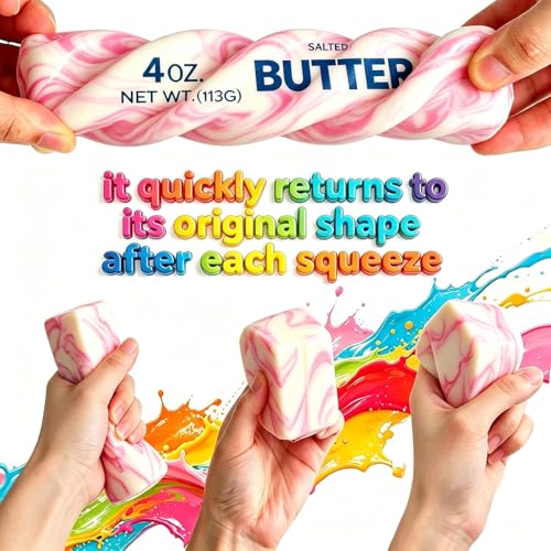 2 Pieces Squishy Butter Stress Relief Toy for Children and Adults, Slow Rebound Butter Squishy, Soft Sensory Butter for School, Office, Gifts and Relaxation
