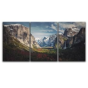 3 Panel Canvas Wall Art - Majestic Landscape with Mountains and Forest - Giclee Print Gallery Wrap Modern Home Art Ready to Hang - 16"x24" x 3 Panels