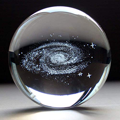 Waltz&F 60mm Galaxy Paperweight,Fengshui Crystal Ball Home Decoration,Full Sphere with Stand