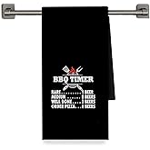 Fyecoluo Funny BBQ Grilling Kitchen Towels Decorative, Gifts for BBQ Lovers, Black Barbecue Timer Dish Hand Tea Towels, Gifts for Cooks Chefs, Chef Kitchen Decor, 16x24 Inch