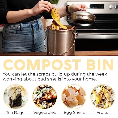 EPICA Countertop Compost Bin Kitchen 1.3 Gallon Odorless Composting Bin with Carbon Filters