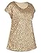 PrettyGuide Women's Evening Tops Sparkle Shimmer Glam Sequin Blouse Matte Gold S/US6-8