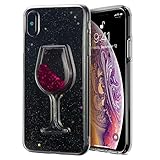 Ranyi iPhone Xs Max Case, Glitter Shiny 3D Winebowl