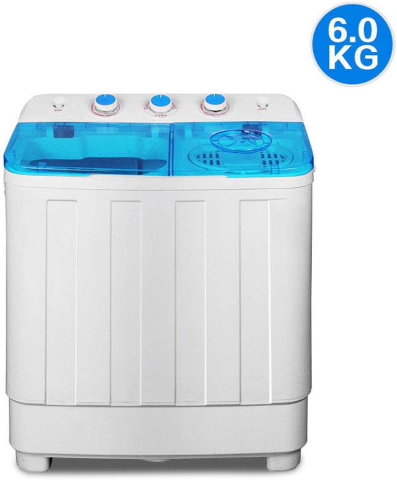 ELEXERT Mini Laundry,Camping Washing Machine,Toploader with Sling Function,Semi Automatic Compact Washer Spin Dryer with Drain Pump,Energy and Water Saving, Timer, for Apartment, Hotel,Blue