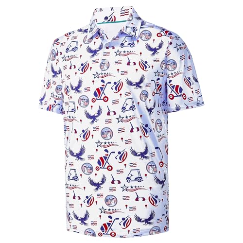 Men's Polo Shirts Short Sleeve Golf Shirt for Men Casual Patriotic American Flag Print Collared Mens Golf Polo Shirt Short Sleeve Dry Fit Polo Shirts for Men, M at Amazon