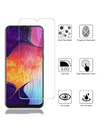 [3 Pack] L K Screen Protector for Samsung Galaxy A50, [Frame-Installation] Tempered-Glass 9H Hardness, Lifetime Replacement Warranty
