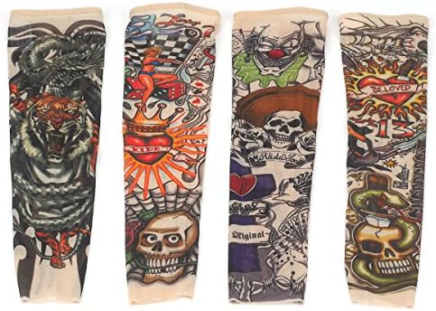 VOSO 2 Pcs Fake Nylon Kid Temporary Fake Tattoo Sleeves Arm Stockings Goth Punk Cool Child