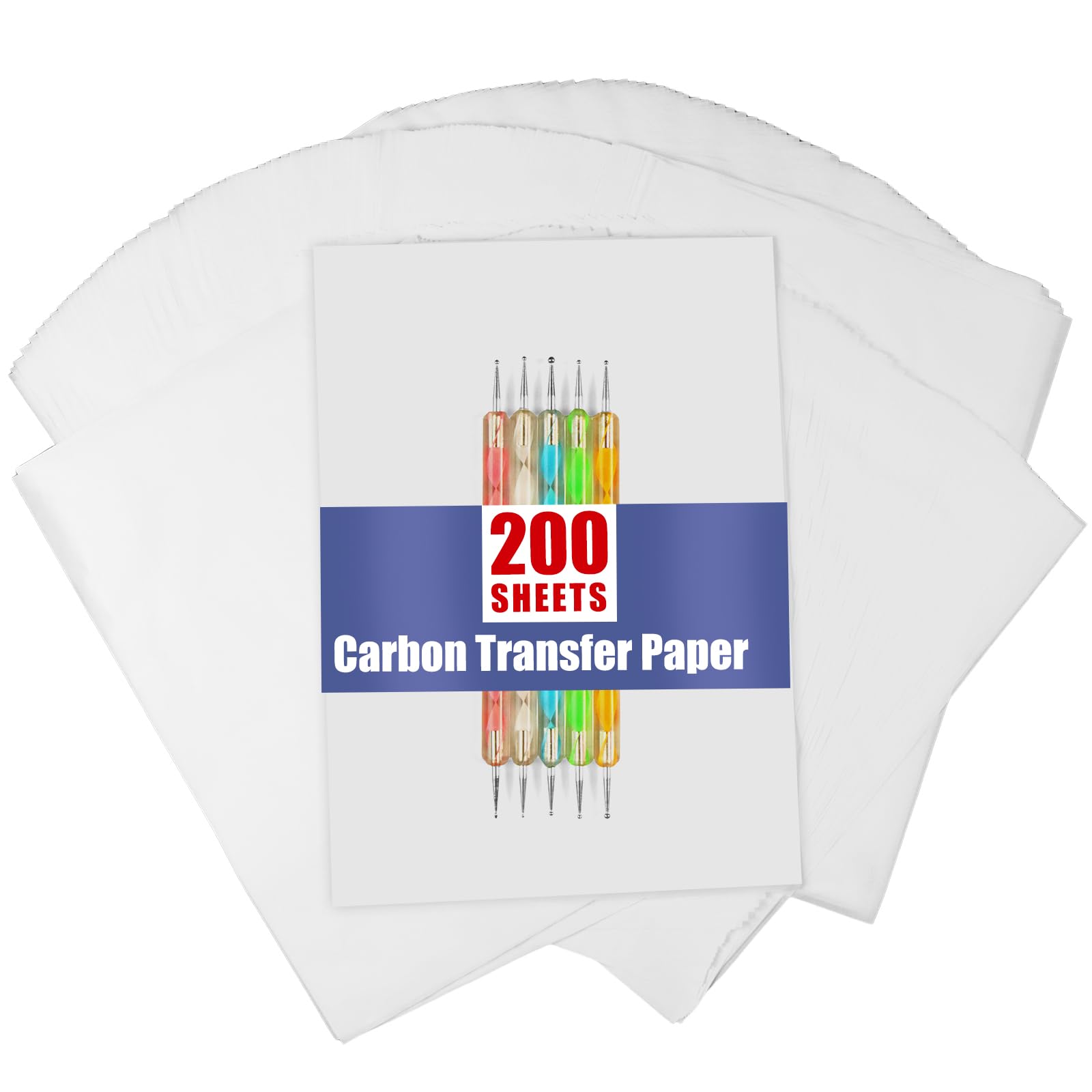 Photo 1 of 200 Sheets White Carbon Transfer PaperGraphite Tracing Paper with Embossing Styluses for DIY Wood Paper Canvas and Other Art Craft Surfaces