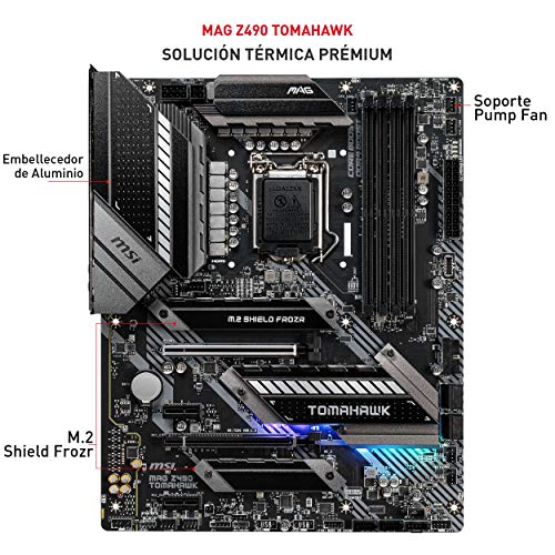 MSI-MAG-Z490-Tomahawk-Placa-Base-Arsenal-Gaming-10th-Gen-Intel-Core-LGA-1200-Socket-DDR4-CF-Doble-Ranura-M2-USB-32-Gen-2x2-Type-C-25G-LAN-DPHDMI-Mystic-Light-RGB