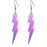 ONLYJUMP Neon Lightning Bolt Drop Earrings for Women 80s 90s Lightweight Vintage Minimalist Stainless Steel Geometric Statement Earings 80's Retro Party Jewelry Gifts