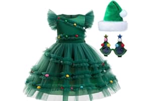 keaiyouhuo Girls Christmas Tree Dress Costume Kid Xmas Outfit with Accessories