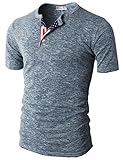 H2H Mens American Flag Henley Short Sleeve Cool Shirts With Button Trim