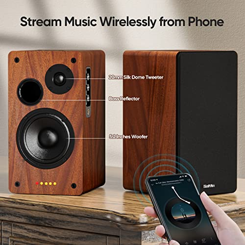 Saiyin Bookshelf Speakers with MIC Input, 40W X 2 Powered Bluetooth