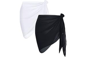 2 Pieces Womens Beach Sarong Bathing suit Cover Up Short Sheer Wrap for Swimwear