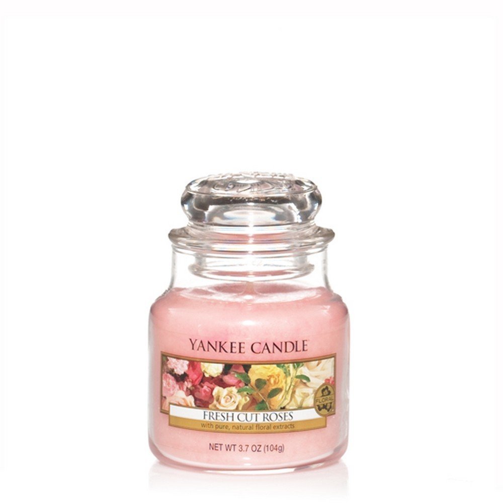 Yankee Candle Small Jar Scented Candle, Fresh Cut Roses, Up to 30 Hours