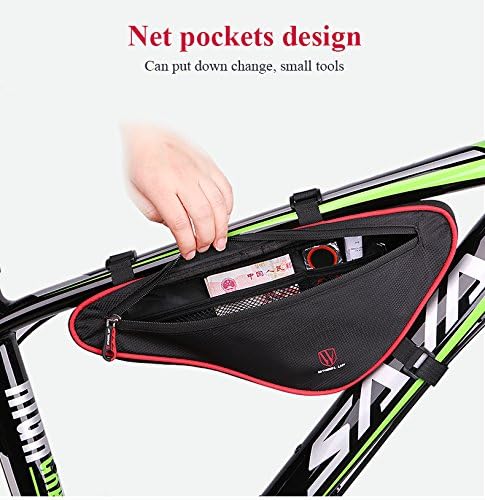 XPhonew Cycling Bicycle Bike Bag Top Tube Triangle Bag Front Saddle Frame Pouch Outdoor MTB Road Bike Front Bag with Reflective Stripe (Black & Gray) - Image 5