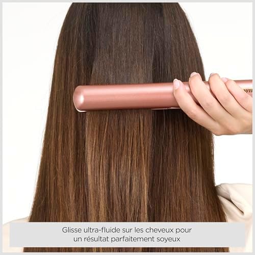 Lisseur Cheveux Rose Gold - Plaques en Céramique, Multi-voltage, Utilisation universelle, Chauffe ultra-rapide en 15 sec, 3 réglages de température jusqu'à 235°C, 2598PE