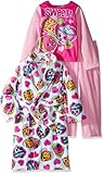 Shopkins Girls' Big Girls' 3-Piece Pajama Set with Robe, White/Pink, 10/12