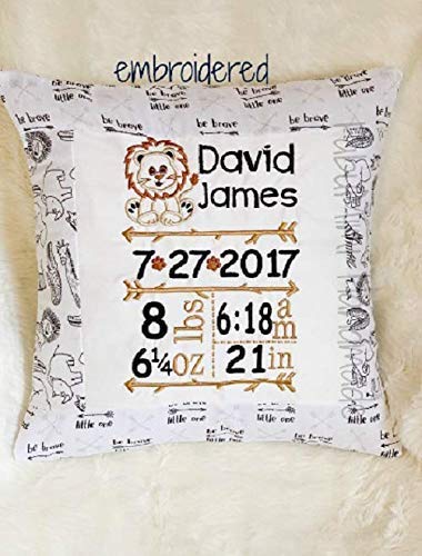 Amazon Com Personalized Birth Stat Pillow Embroidered Pillow