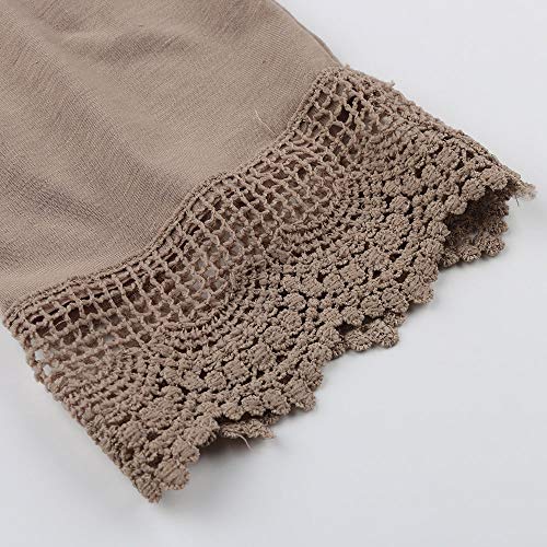 HTDBKDBK 2019 Woman Fashion Sexy Solid Color Kimono Cardigan Lace Tops Open Front Cardigan Coat Tops Women Kimono Khaki - Thumbnail 4