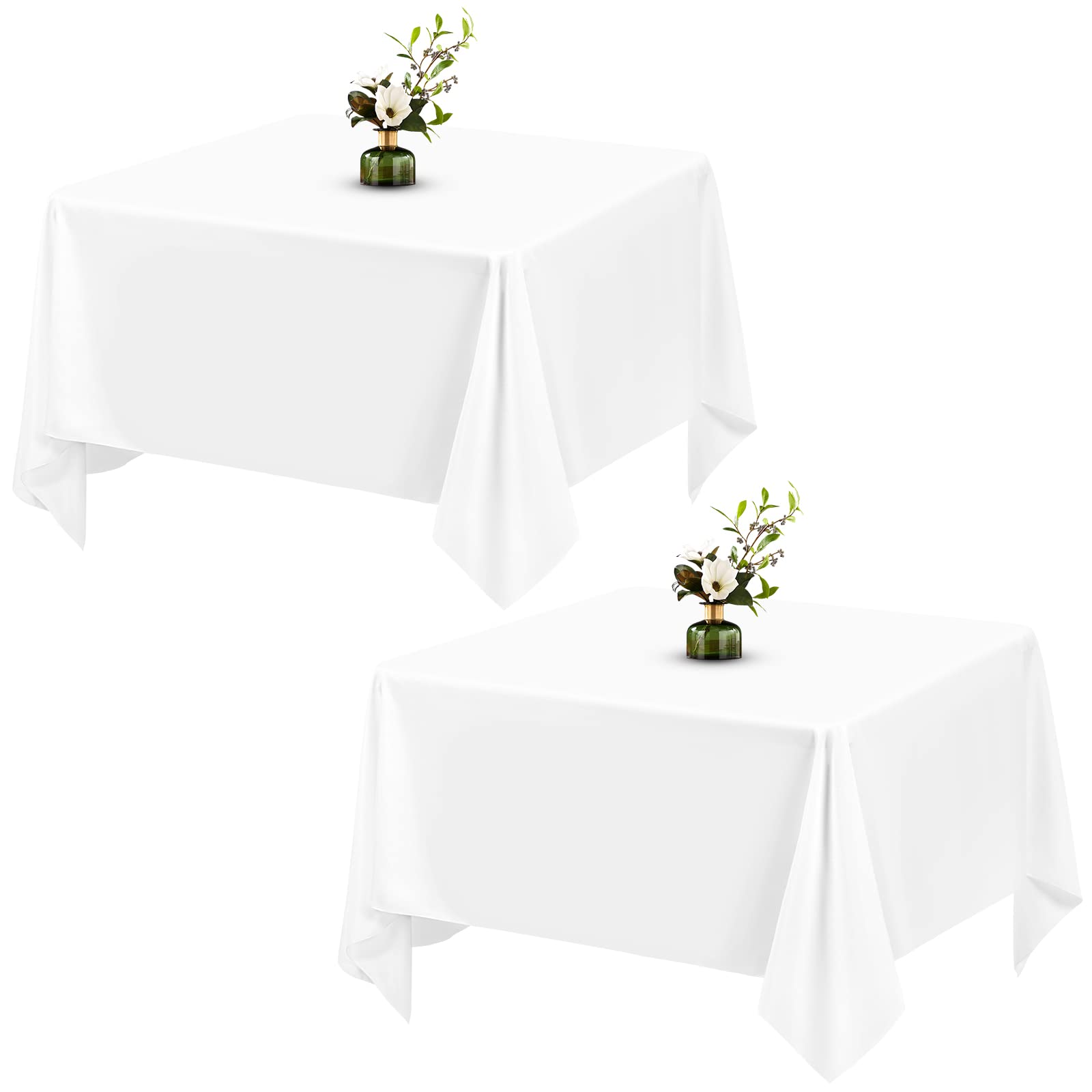 Showgeous 2 Pack White Square Table Cloth 52×52 Inch Polyester Tablecloth Square Fabric Table Clothes Washable White Table Covers for Wedding Banquet Restaurant Buffet Parties Camping — image 1