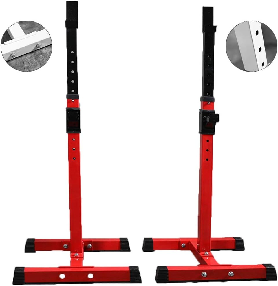 Weight Racks Squat Rack Bench Press Multifunctional Shelf Adjustable Bracket Home Indoor Gym Strength Training Stand Men's Fitness Barbell Rack Squat Rack (Color : Red, Size : 4047140cm)