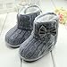 DZT1968 Baby Girl Soft Anti Slip Sole Knit Cotton Bowknot Shoes Snow Boots Socks (0~6 Months, Gray)
