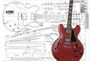 Plan of ES-355 Hollow Body Electric Guitar - Full Scale Print