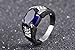 Huanhuan Men's Black Gold Filled Blue Sapphire CZ Solitaire Ring Anniversary Gifts Rings Size 8 to 11