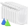 ERKOON Plastic Flask Reusable Plastic Drinking Flasks Pouches 9x14oz with 2 Silicone Funnel, Clear