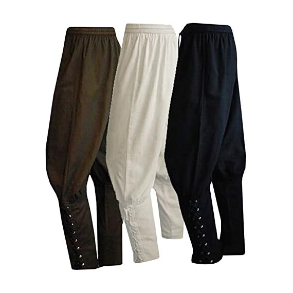 Mens-Ankle-Banded-Pants-Medieval-Viking-Navigator-Pirate-Costume-Trousers-Renaissance-Gothic-Pants-XXL-Black