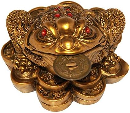 Polyresin 3 Legged Frog With Coin, Standard, Brown