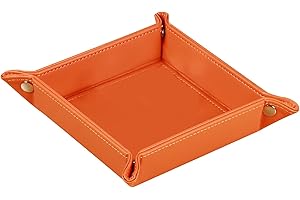 YAPISHI Key Dish Bowl for Men, Entryway Catchall Holder Bedside Table Valet Tray for Pocket Stuff, PU Leather Nightstand Organizer for Dice/Coins/Wallet/Watch/Rings/Sunglasses, Dresser/Coffee Table