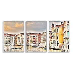 3 Piece Framed Canvas Wall Art for Living Room, Bedroom Italy City Landscape Canvas Prints for Modern Home Decoration Ready to Hang - 16"x24"x3 Panels