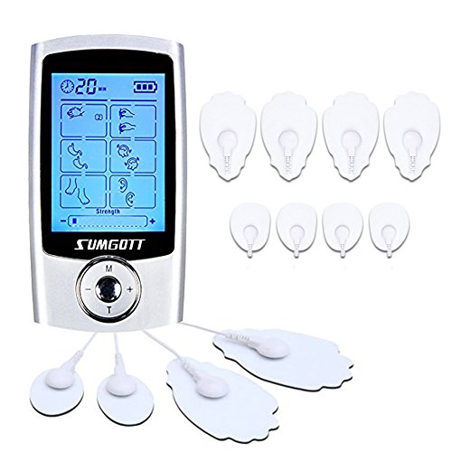 FDA Electronic Pulse Massager - SUMGOTT  Muscle Stimulator Tens Unit with 16 Modes and 8 Pads Back Lumbar Pain Relief Machine