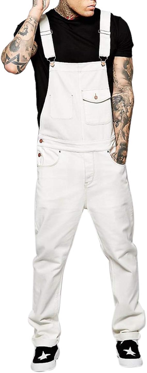ファッション メンズ オーバーオール スキニー デニム ヴィンテージ 裂けたパンツ スリムフィット ジャンプスーツ ダンガリー ジーンズ 通気性 ダメージ加工 Us サイズ X Large ジーンズ 通販 Amazon