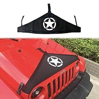 cartaoo Front Hood Cover Bra Cover T-Style Protector Kit for Jeep Wrangler JK 2007-2017 Black (5-Star Sytle)