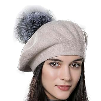 URSFUR Unisex Winter Hat Womens Knit Wool Beret Cap with ...