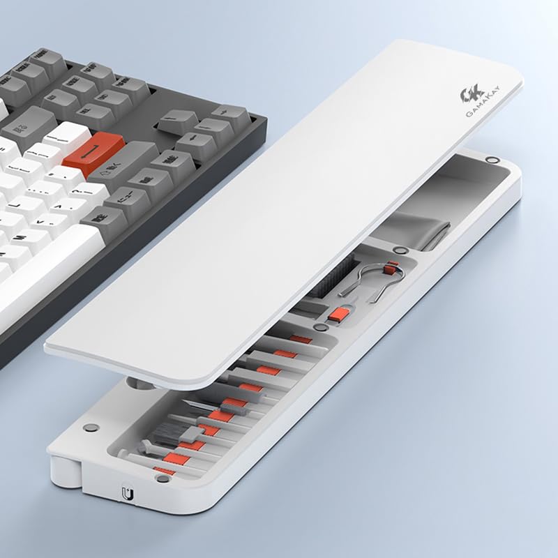 Photo 1 of GK GAMAKAY 14.17'' Keyboard Wrist Rest Pad with Cleaning Tool Kit, ABS & Leather Hand Wrist Rest for 85% Mechanical Keyboard, Non-Slip Palm Pad for Comfortable Typing and Playing (White-85%)