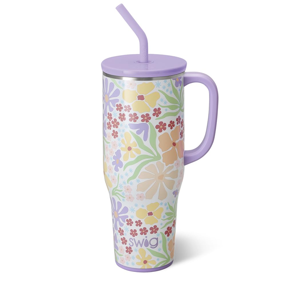 Photo 1 of Swig Life 40oz Mega Mug, 40 oz Tumbler with Handle and Straw, Cup Holder Friendly, Dishwasher Safe, Extra Large Insulated Tumbler, Stainless Steel (Fresh Cut)