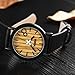 CUCOL Eco Faux Wooden Dail Leather Band Watches for Men and Women Casual Style Black Color
