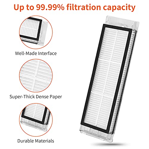 Vecukty Ricambi Kit per Roborock S50 S55 S6 S5 Max Mijia Robot, Accessori con 1 Spazzola Principale, 4 Spazzole Laterali, 4 Filtri HEPA e 2 Mop