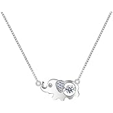 ZIGUAK Elephant Necklace 925 Sterling Silver High Moissanite Cute Mini Small Lucky Elephant Family Dainty Pendant Necklace Birthday Gifts For Women