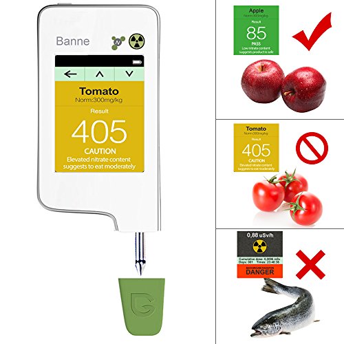 Healthy Eating, Banne Instant Read Digital Food Processor, Fresh Meat, Fruit, Vegetable Nitrate Tester & Geiger Counter Radiation Detection Combo for Food (White)