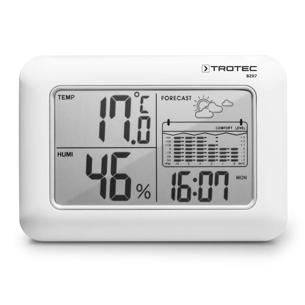 TROTEC BZ07 Temperature Hygrometer & Weather Station with LED Display, Time Trend Indication, Temperature in Celsius or Fahrenheit