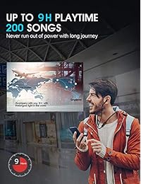 GUSGU   Auriculares inalámbricos Bluetooth 5.0 con cancelación de ruido y micrófono para correr (ajuste seguro, rápido emparejamiento, tiempo de reproducción 9H)