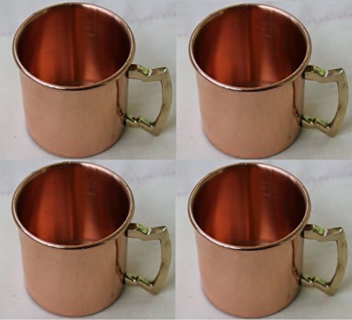 Indian Gifts Store 100% Authentic Copper Moscow Mule Smooth Shots Mug, Size-2-OZ SHOTS MUG Solid Copper Moscow Mule State Plain Shot Mugs Set Of 4